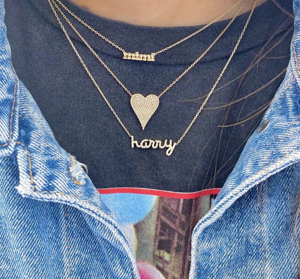 Say My Name Diamond Etched Pavé Necklace