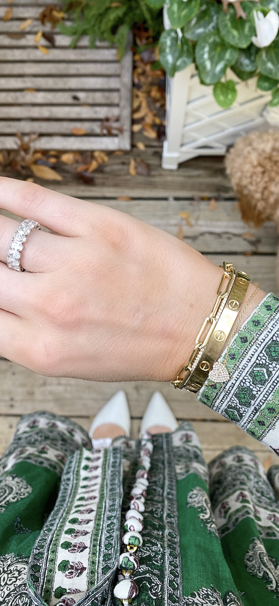 Pave Heart chain bracelet