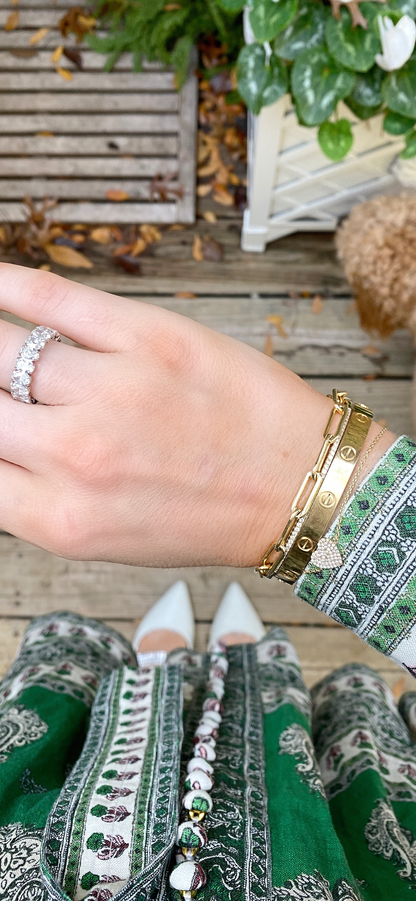 Pave Heart chain bracelet
