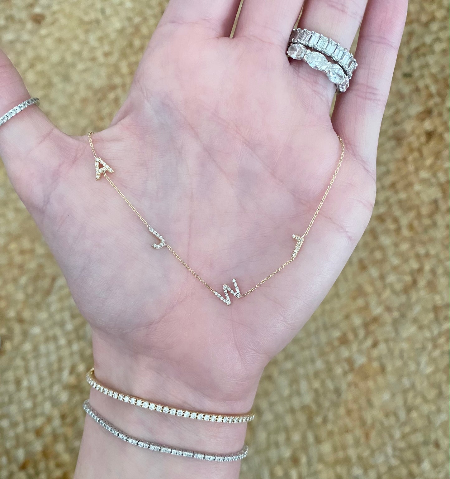 Tilted Diamond Initial Necklace