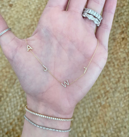 Tilted Diamond Initial Necklace