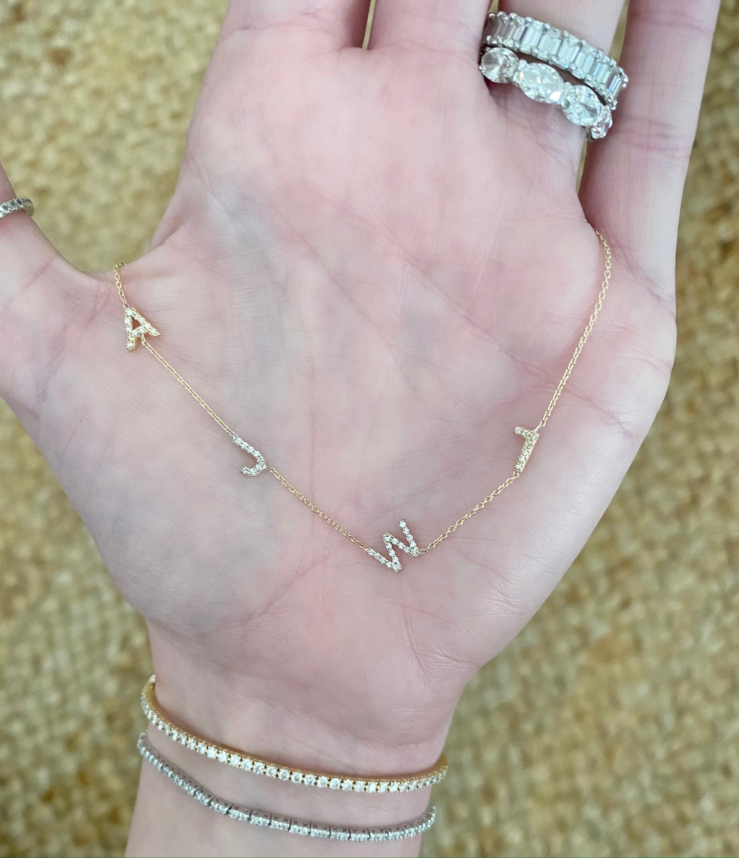 Tilted Diamond Initial Necklace