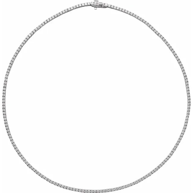 Linear Diamond Tennis Necklace