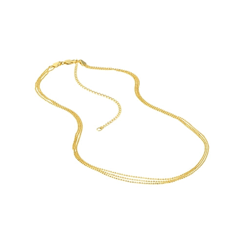Metallic Triple Strand Bead Chain Necklace