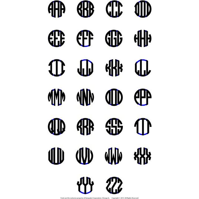 Round Tri Letter Block Monogram Cuff Links