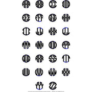 Round Tri Letter Block Monogram Cuff Links