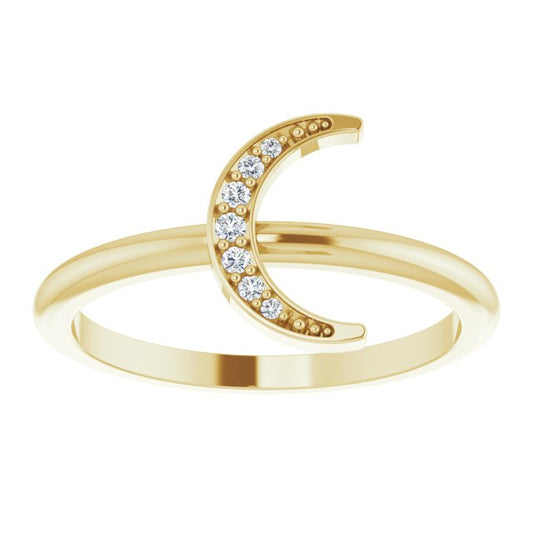 Diamond Crescent Moon Ring