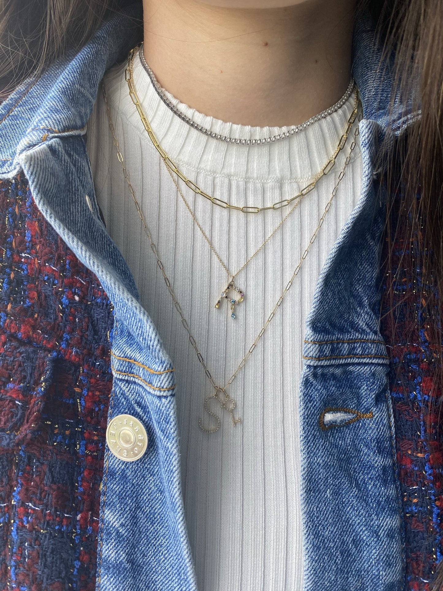 Multi Gemstone Initial Necklace