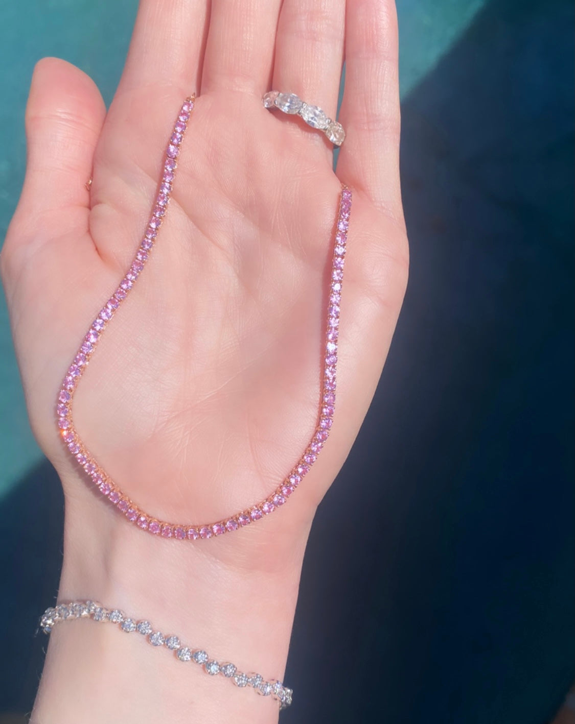 gemstone tennis necklace/choker