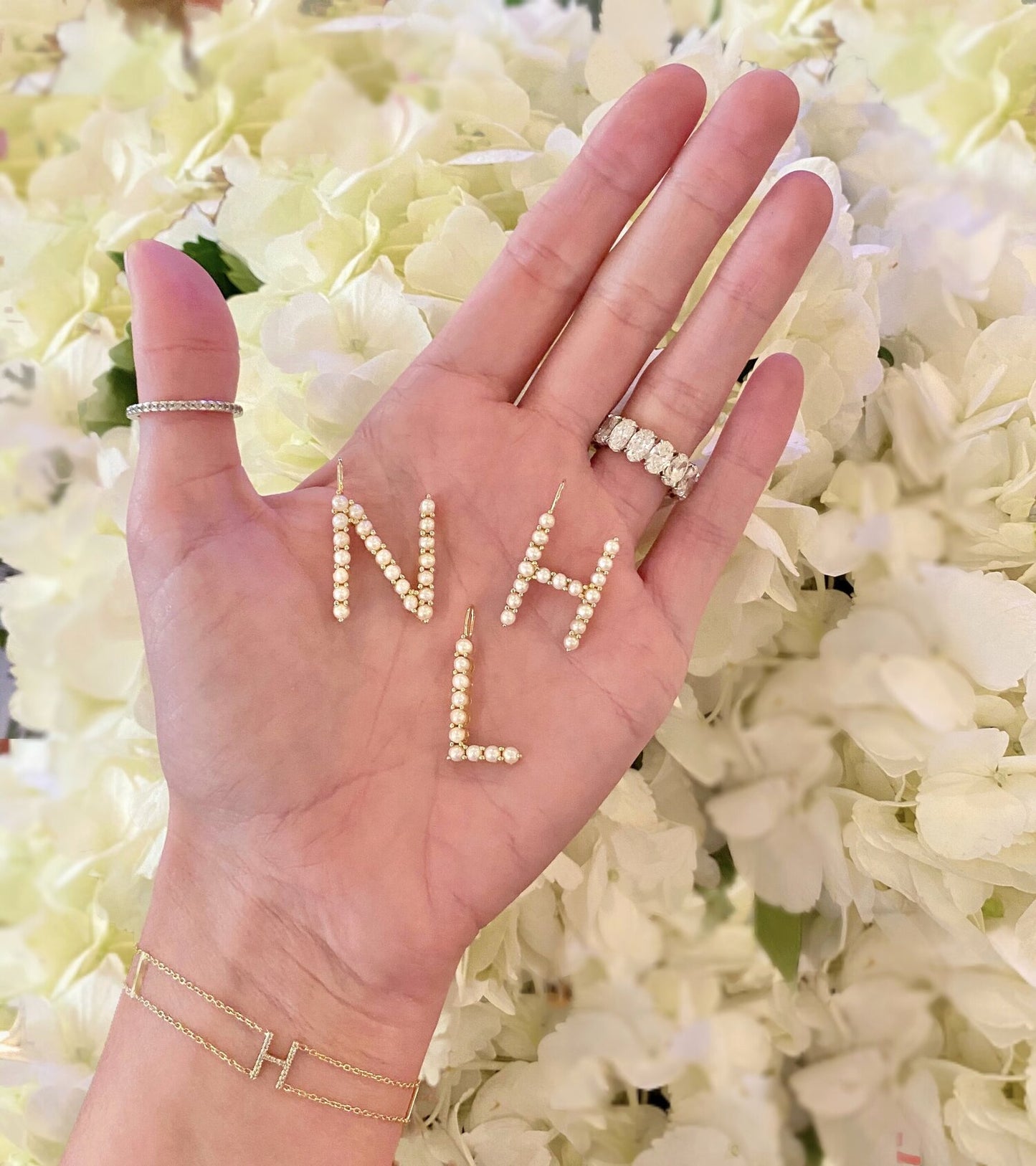 Large Pearl Initial Charm