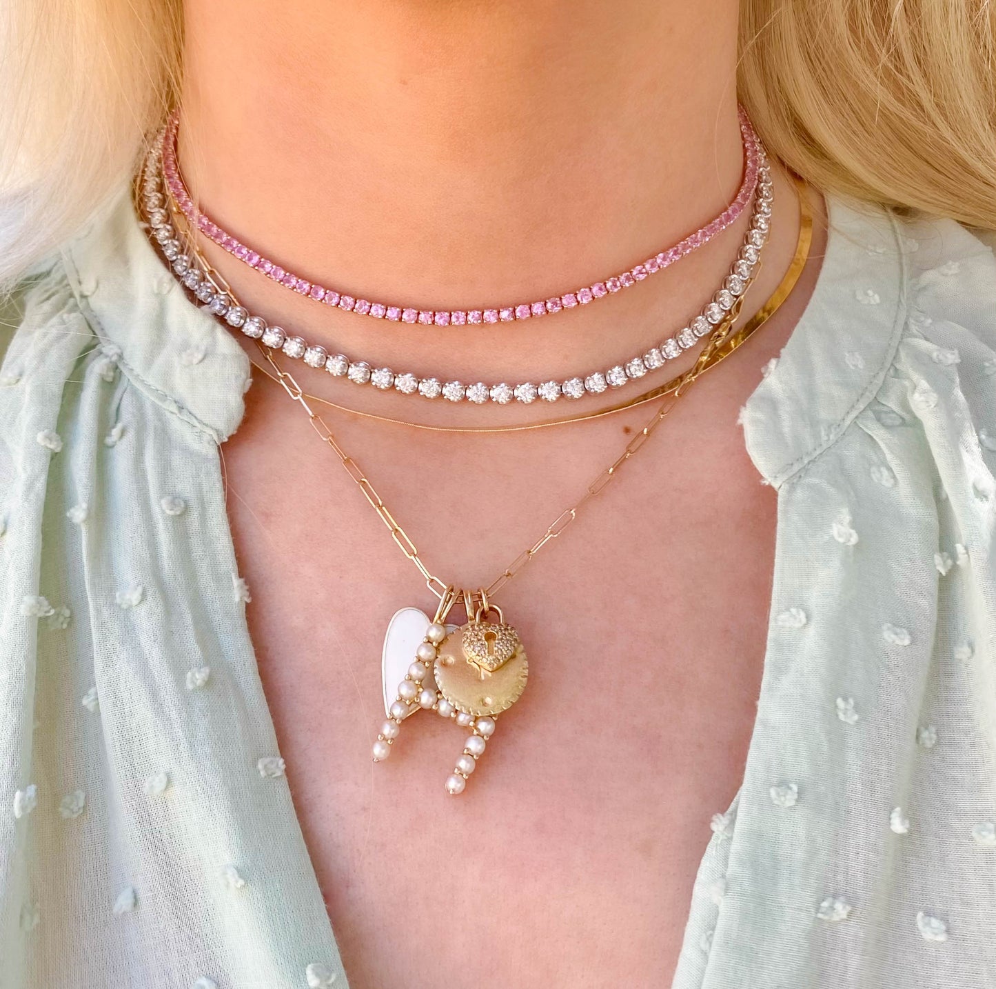 gemstone tennis necklace/choker