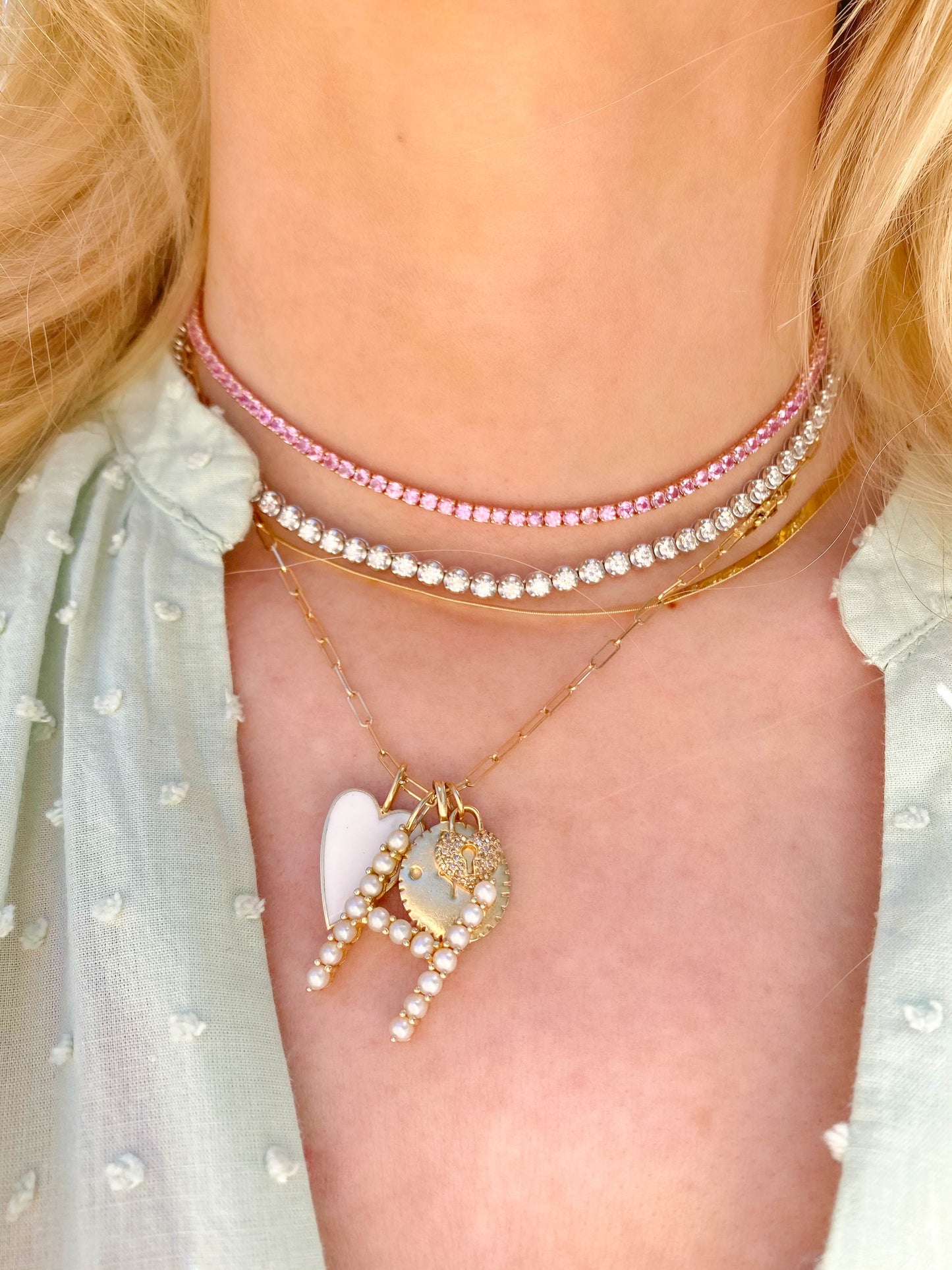 gemstone tennis necklace/choker