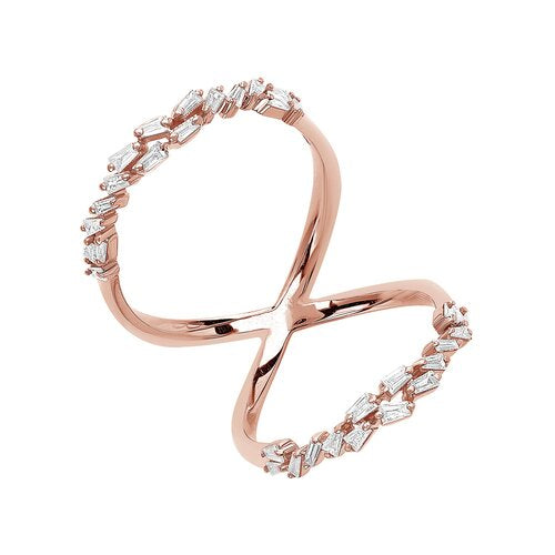 double infinity baguette diamond ring