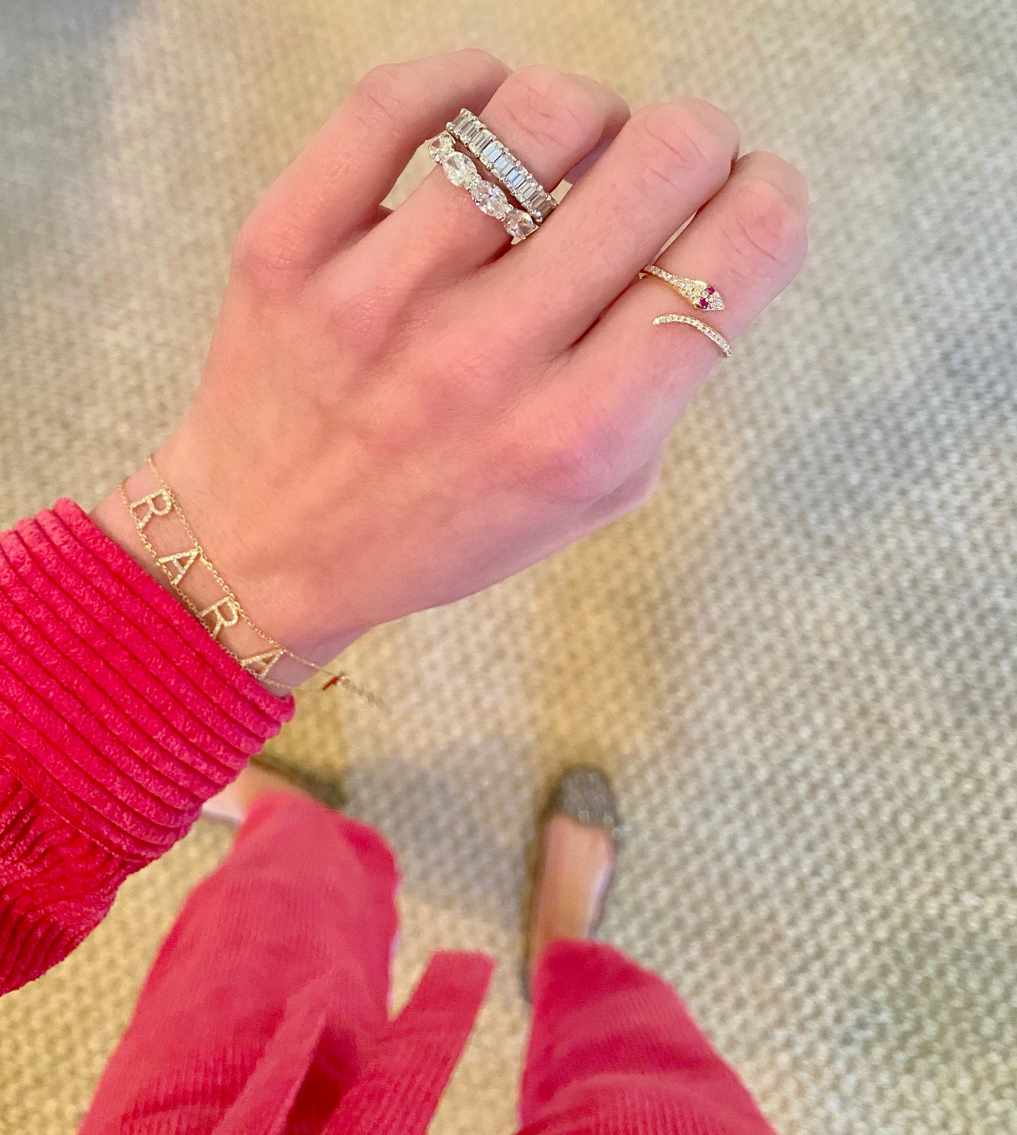 diamond & ruby snake ring
