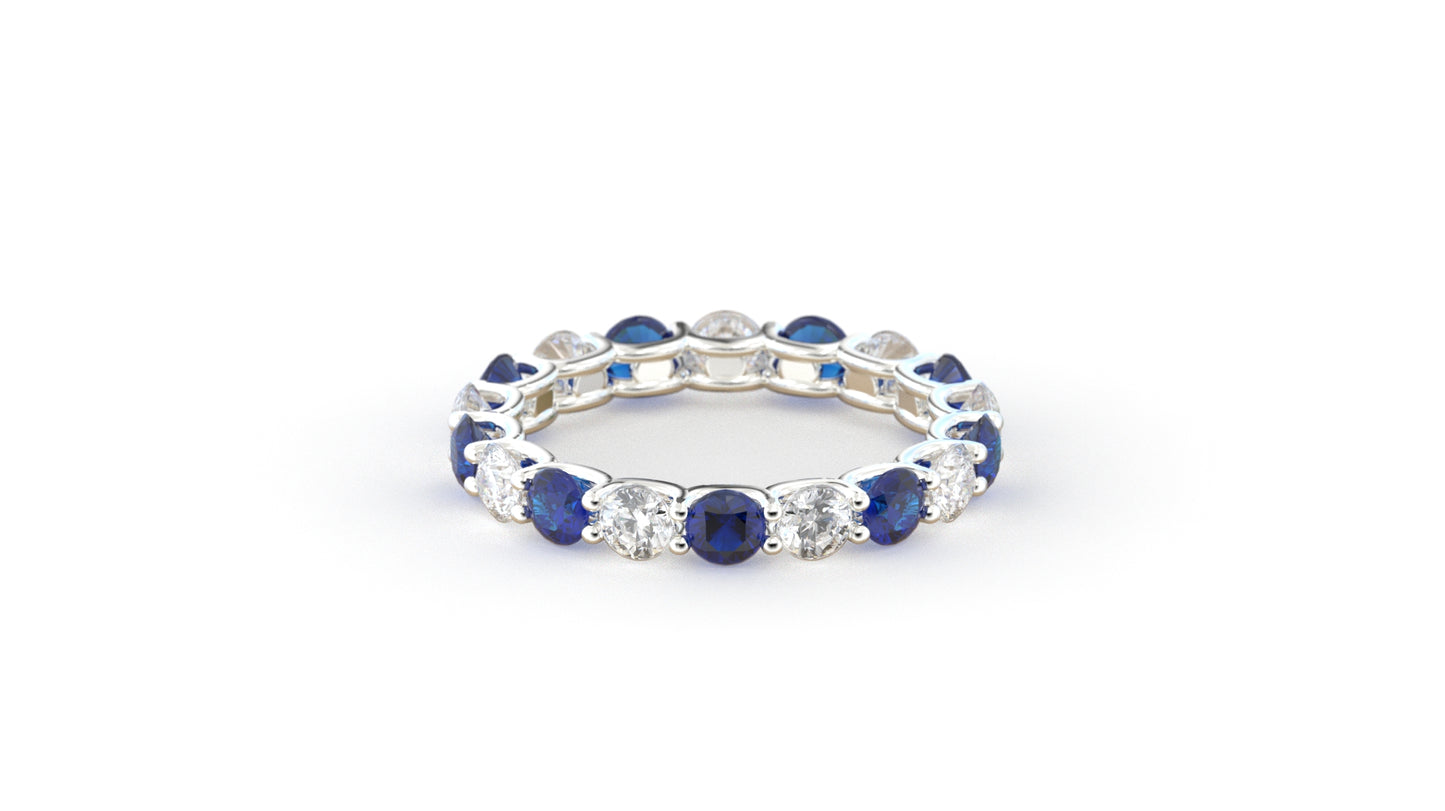Scalloped Diamond & Gemstone Eternity Band