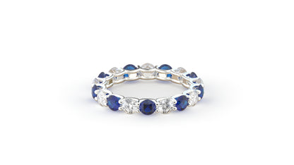 Scalloped Diamond & Gemstone Eternity Band