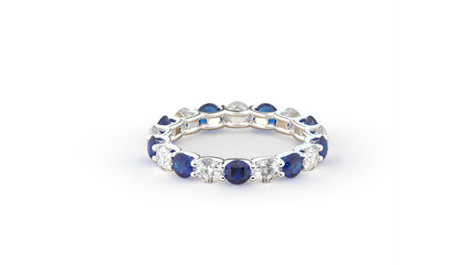 Scalloped Diamond & Gemstone Eternity Band