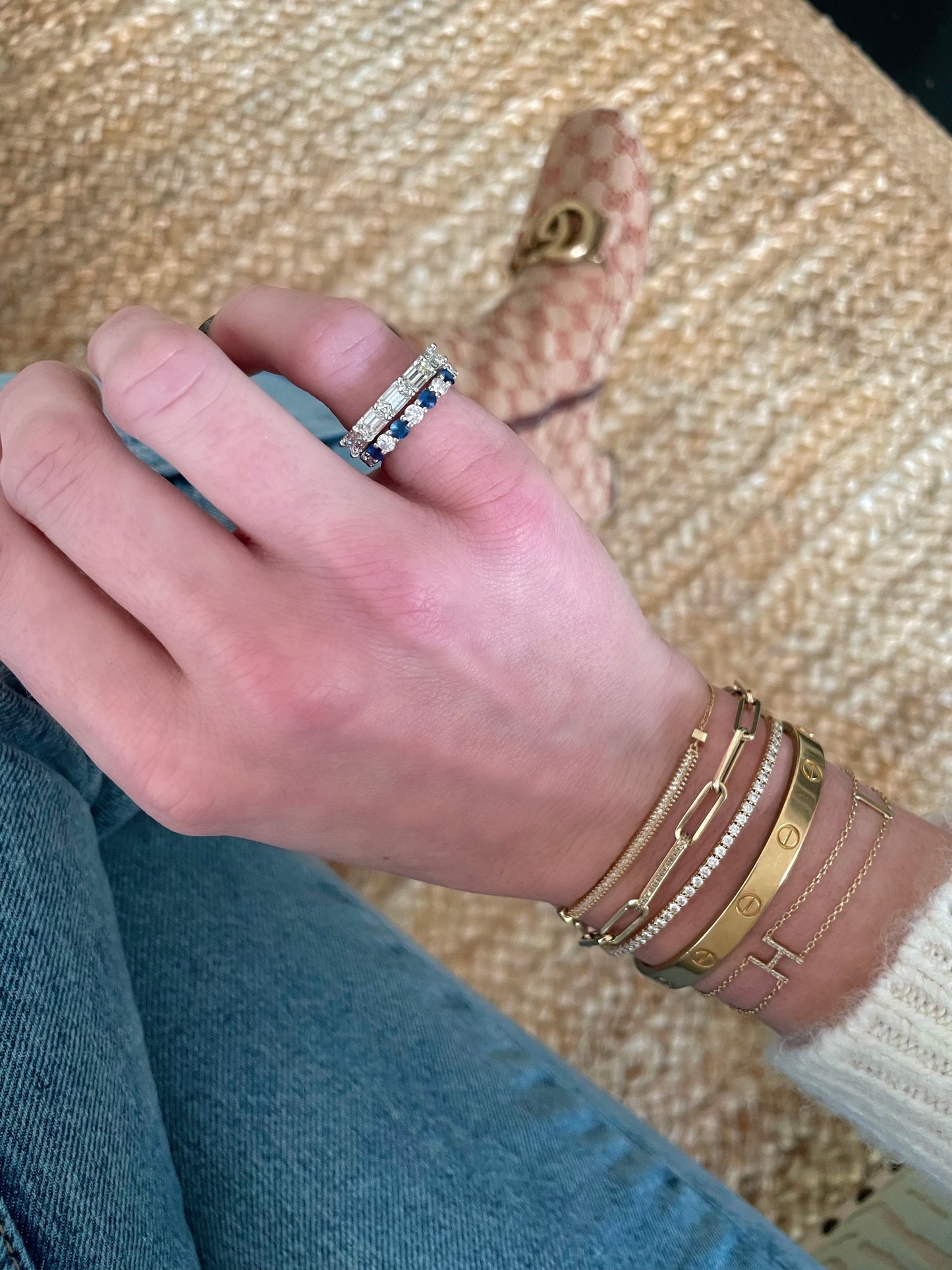 Scalloped Diamond & Gemstone Eternity Band