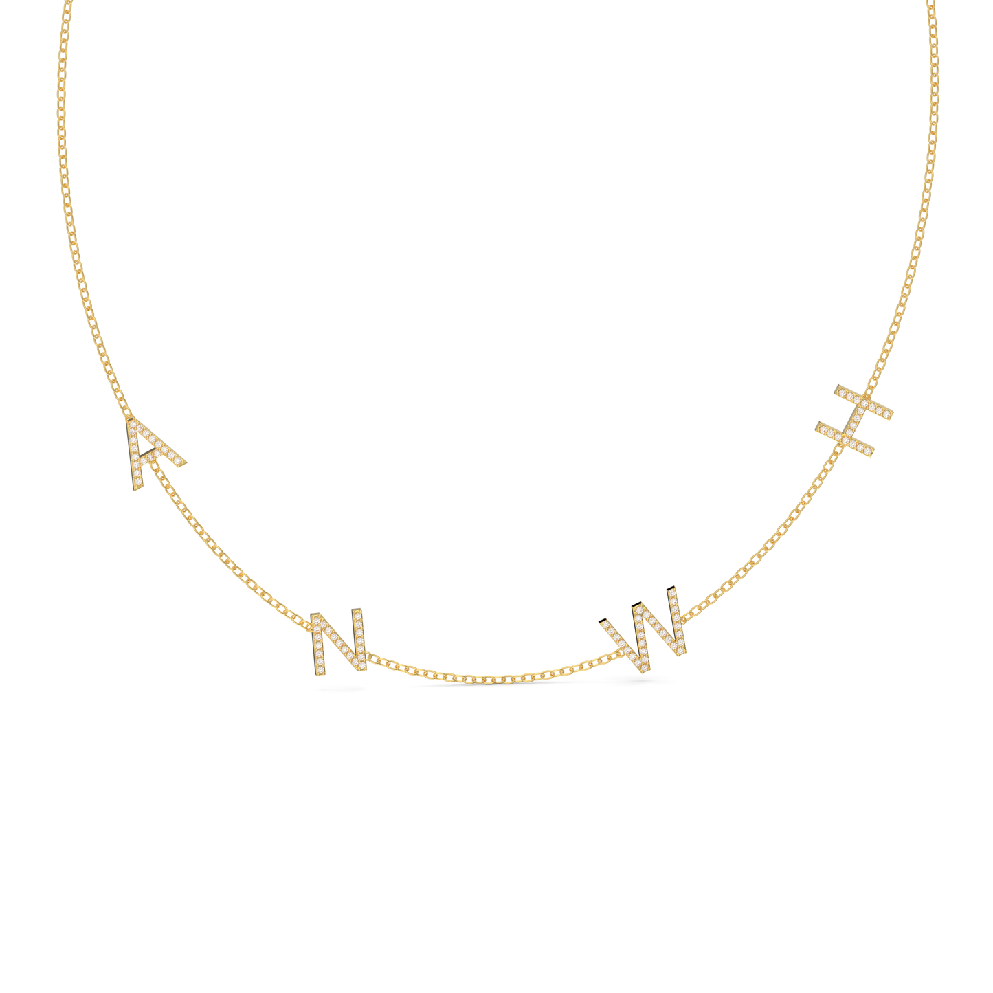Tilted Diamond Initial Necklace