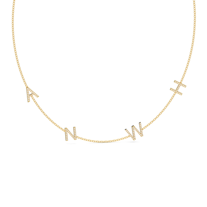 Tilted Diamond Initial Necklace