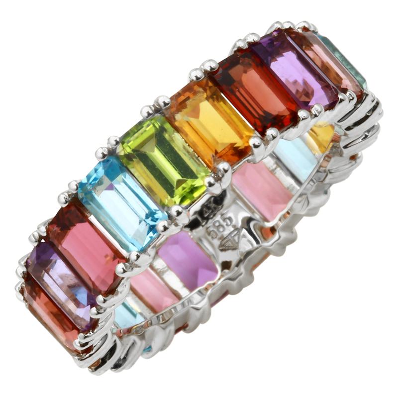 emerald rainbow eternity band