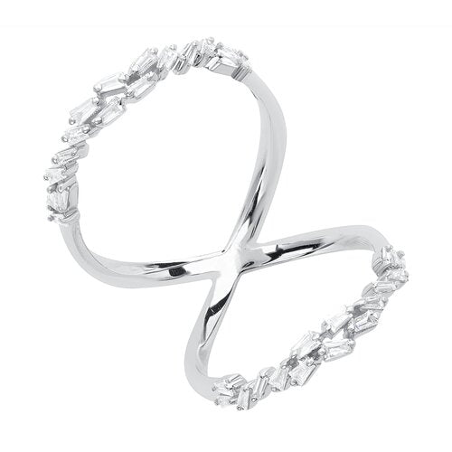 double infinity baguette diamond ring