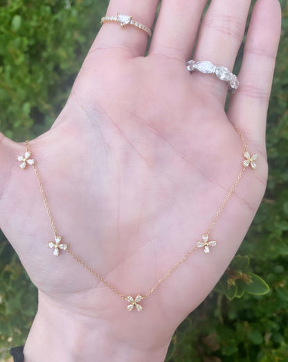 Floating Water Lily Diamond Necklace