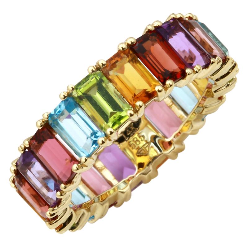 emerald rainbow eternity band