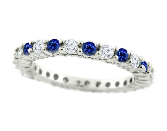 alternating diamond & gemstone eternity band