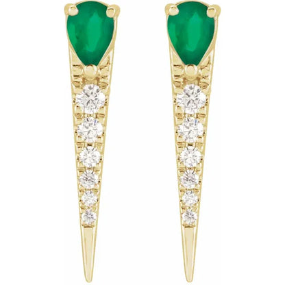 Emerald Diamond Dagger Studs
