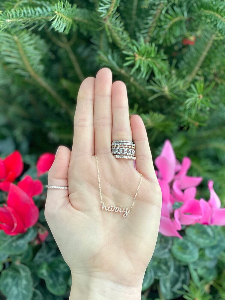 Say My Name Diamond Etched Pavé Necklace