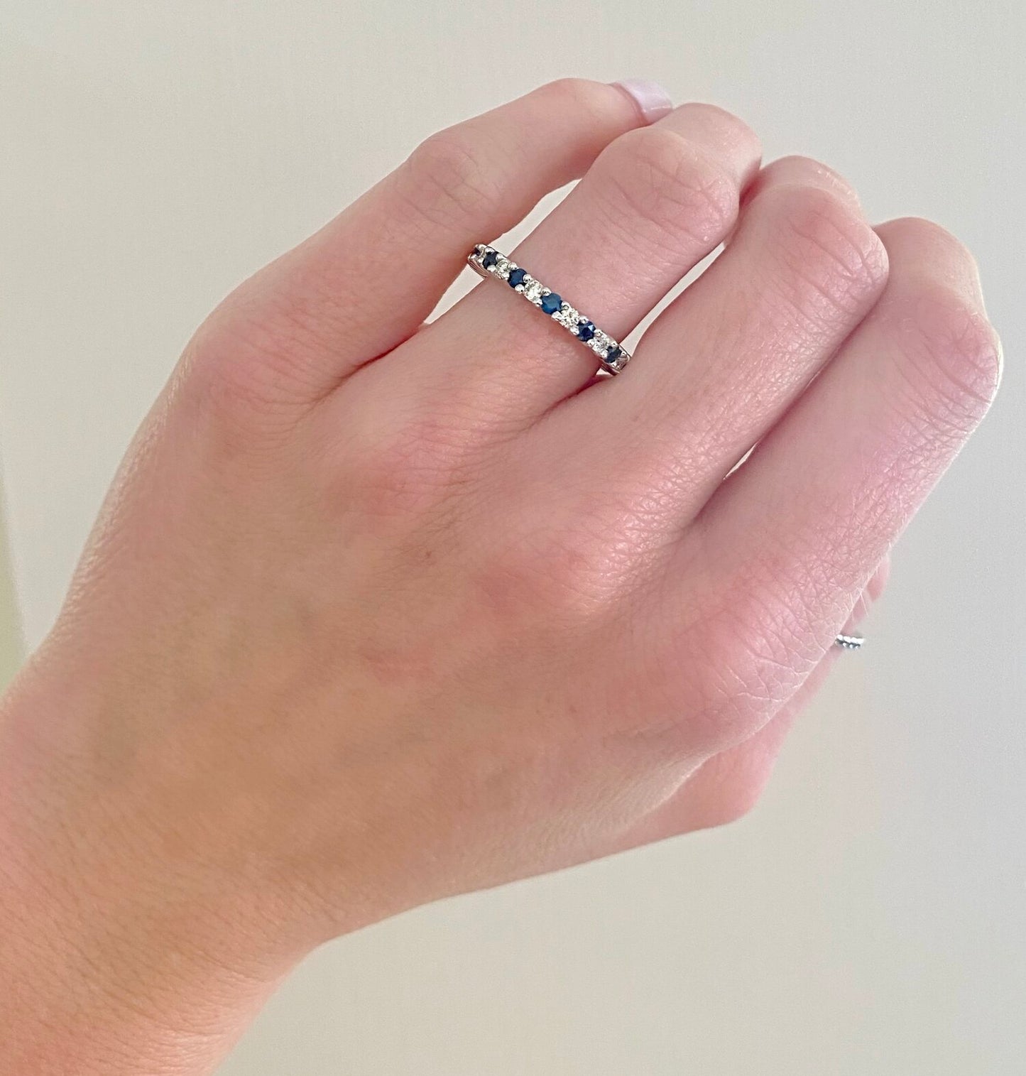 alternating diamond & gemstone eternity band