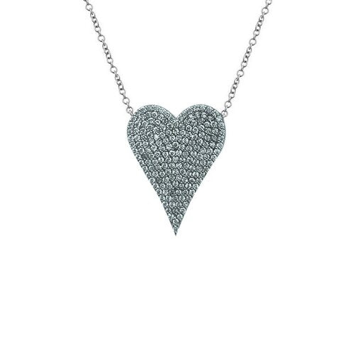 MEDIUM PAVE ELONGATED HEART NECKLACE