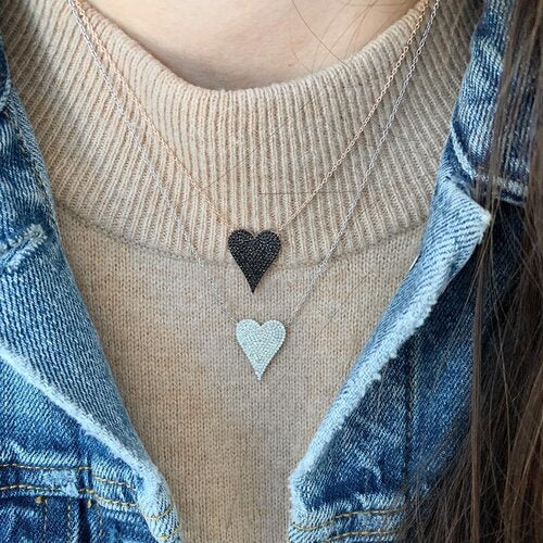 MEDIUM PAVE ELONGATED HEART NECKLACE