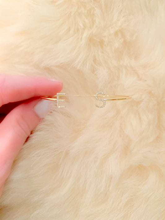 diamond initial cuff