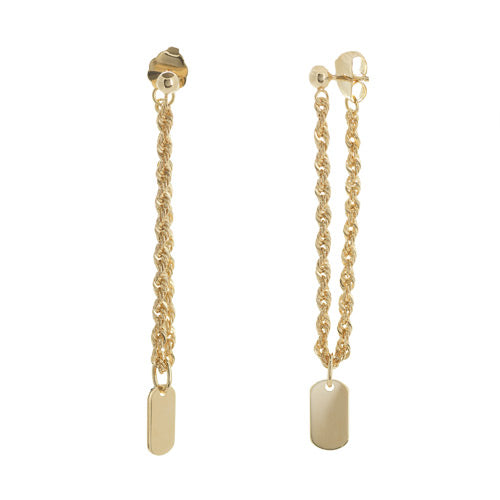 Mini Dog Tag Chain Drop Earrings