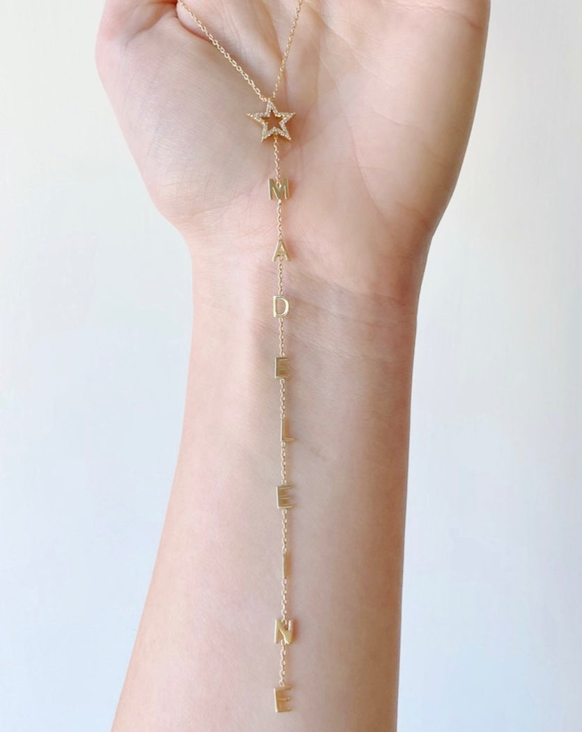 Diamond Character Name Drop Necklace