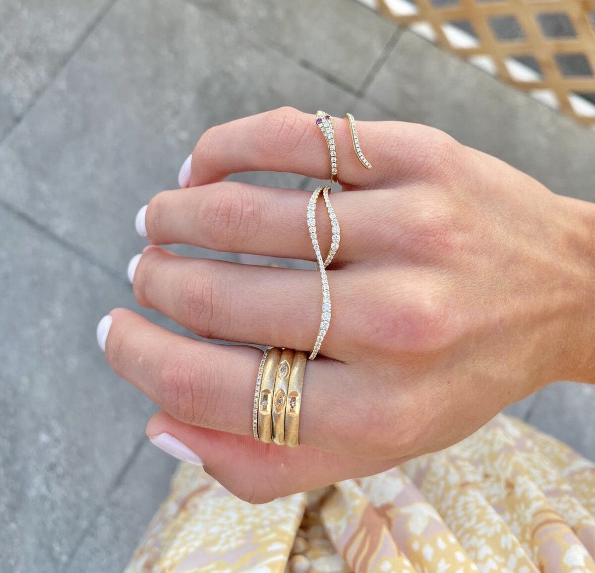 diamond & ruby snake ring