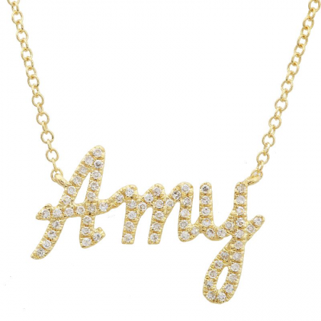 Say My Name Diamond Etched Pavé Necklace