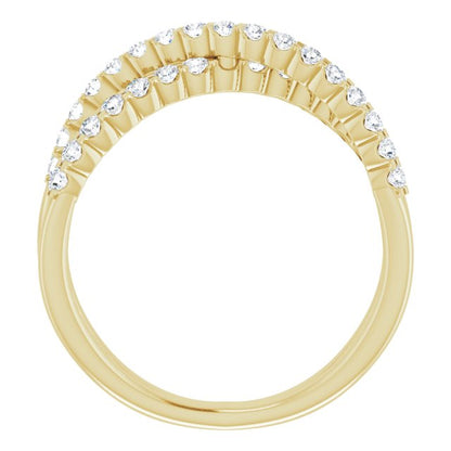 Scalloped Diamond Criss Cross Ring