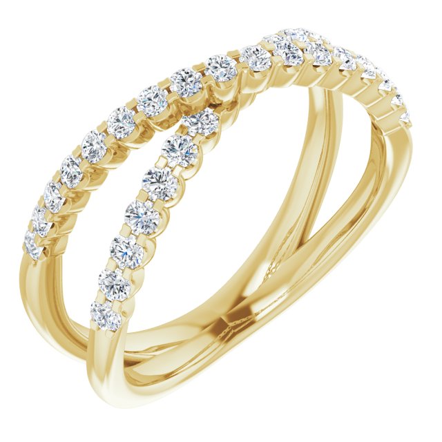Scalloped Diamond Criss Cross Ring