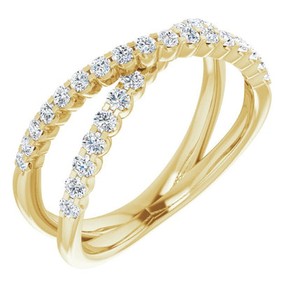 Scalloped Diamond Criss Cross Ring