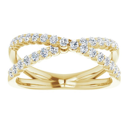 Scalloped Diamond Criss Cross Ring
