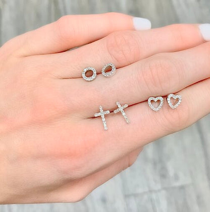 OPEN HEART DIAMOND STUDS