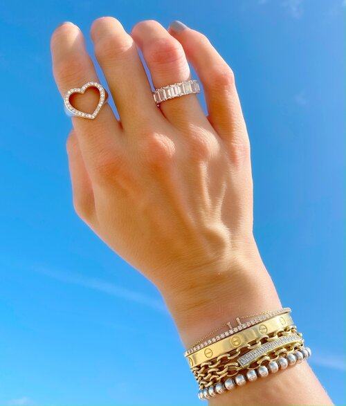 WHITE TOPAZ EMERALD CUT ETERNITY BAND