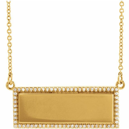Diamond Lined Nameplate Necklace